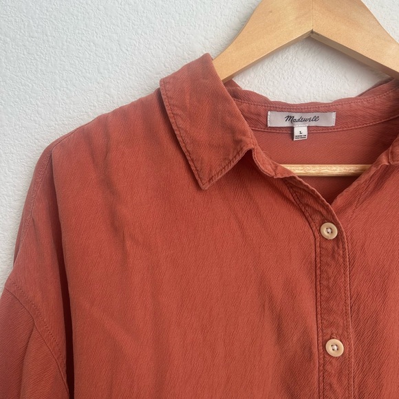 Madewell Lusterweave Hartfield Button Down Orange Blouse - Large - Picture 2 of 6